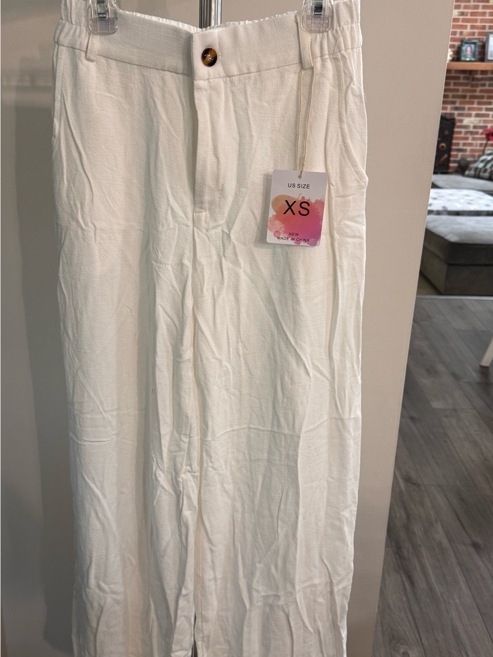 Amazon White Wide-Leg High-Waist Pants - XS